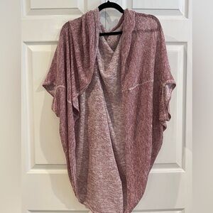 Boutique style Women's Maroon Crimson and White Drape Sweater Duster Cardigan